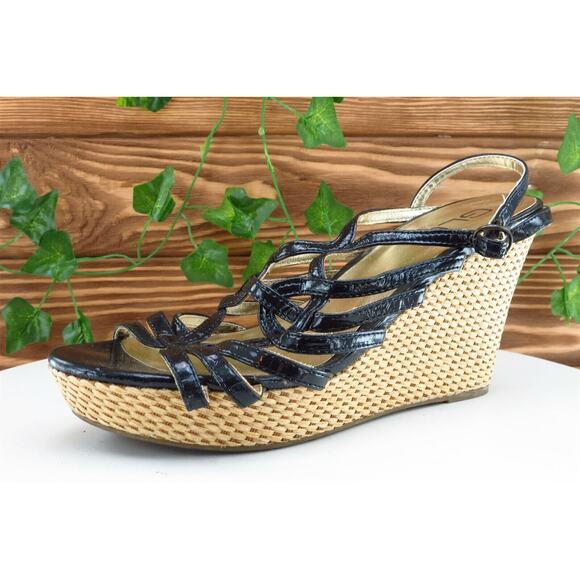 Glo Jeans Sz 8.5 M Black Strappy Synthetic‎ Women Sandals - Picture 1 of 7